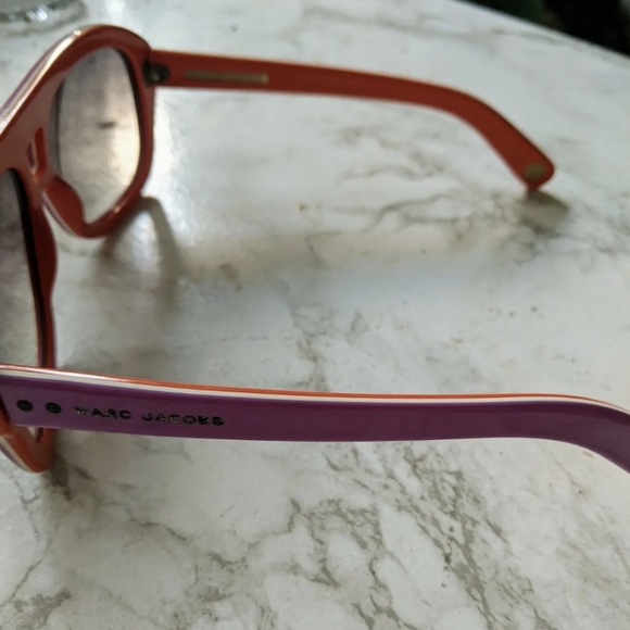 FINAL PRICE Marc Jacobs Aviator Sunglasses Orange Purple Oversized Retro Rare - Picture 2 of 5